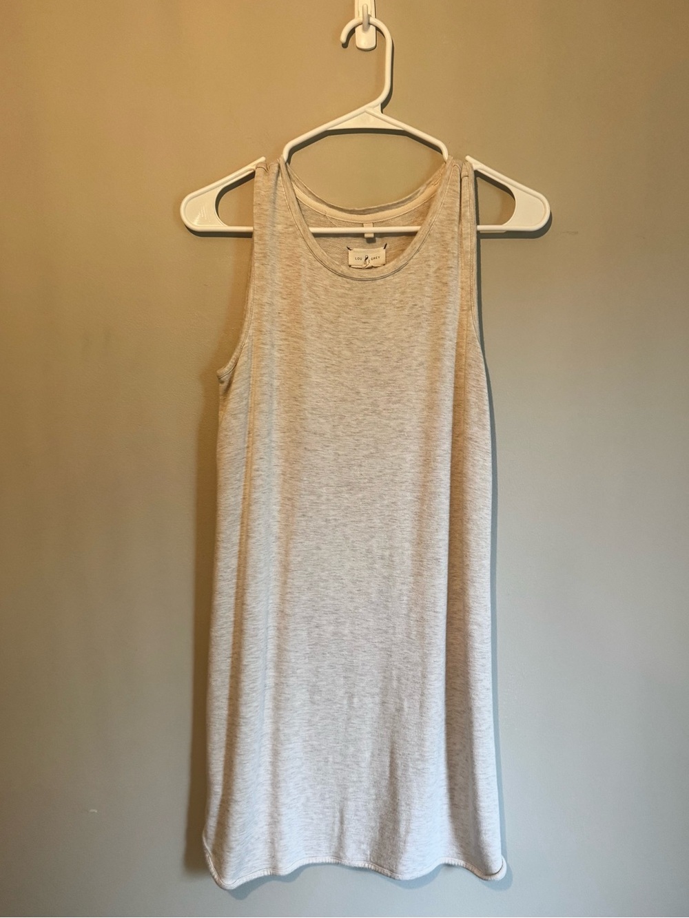 Lou & Grey Light Heathered Beige&Grey Sleeveless Tank Dress
